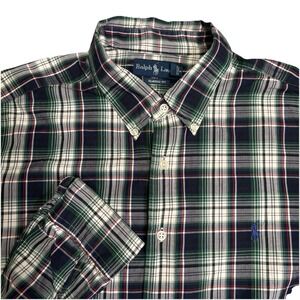 Ralph‎ Lauren Long Sleeve Button Down Shirt Men's Plaid Pony XXLarge Classic Fit